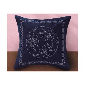 [VD001]オリムパス 刺し子キット 216（紺） クッション桜[RPT]