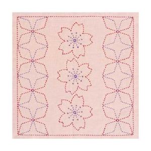 [VD001]オリムパス 刺し子キット 243（渋ピンク） 花ふきん桜と角七宝[RPT]
