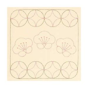 [VD001]オリムパス 刺し子キット 244（生成） 花ふきん梅と丸七宝[RPT]