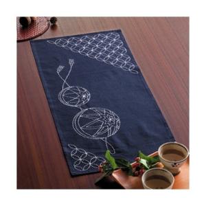 [VD001]オリムパス 刺し子キット 261（紺） テーブルセンター手まりと七宝つなぎ[RPT]