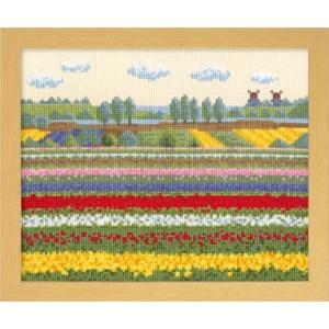 [VD001]オリムパス ししゅうキット 額ししゅう チューリップ畑（オランダ）7361[RPT]