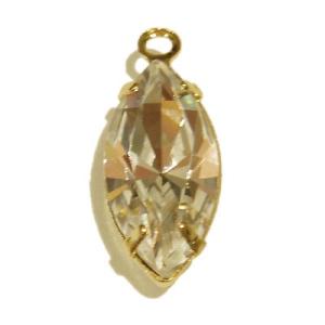 [CG011]スワロフスキー ラインストーンチャーム（カン付きパーツ）《ナツメ》クリスタル（台座色：...