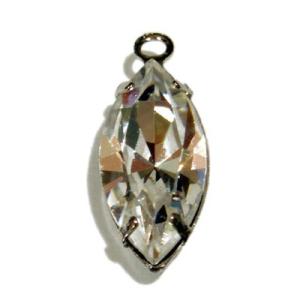 [CG011]スワロフスキー ラインストーンチャーム（カン付きパーツ）《ナツメ》クリスタル（台座色：...