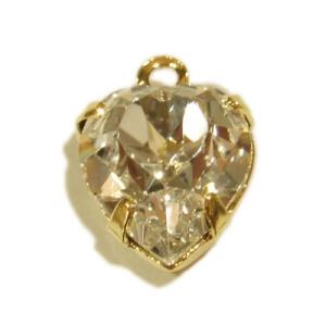 [CG013]スワロフスキー ラインストーンチャーム（カン付きパーツ）《ハート》クリスタル（台座色：...