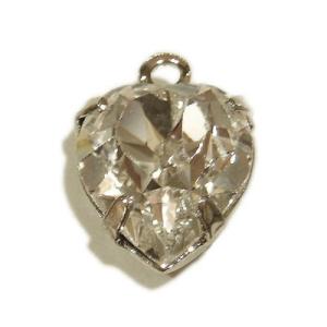 [CG013]スワロフスキー ラインストーンチャーム（カン付きパーツ）《ハート》クリスタル（台座色：...