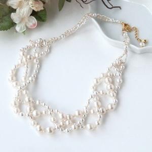 [AD002]TOHOビーズキット エアーパールで作るエアリージュエル　ホワイトブレイドネックレス[...