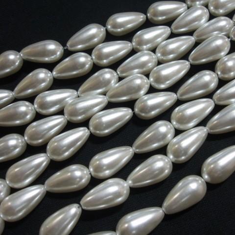 [AC002]TOHOパールビーズ(業務用) 白(No.200) しずく型(縦穴) 10×6mm 約...