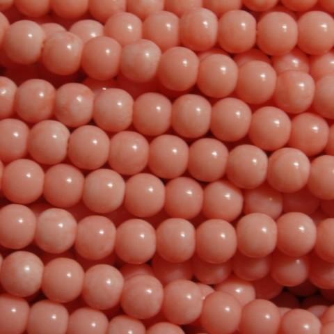 [CB003]業務用 糸通しアクリルビーズ ラウンド4mm ピンクサンゴ 約76cm（約190ケ）[...