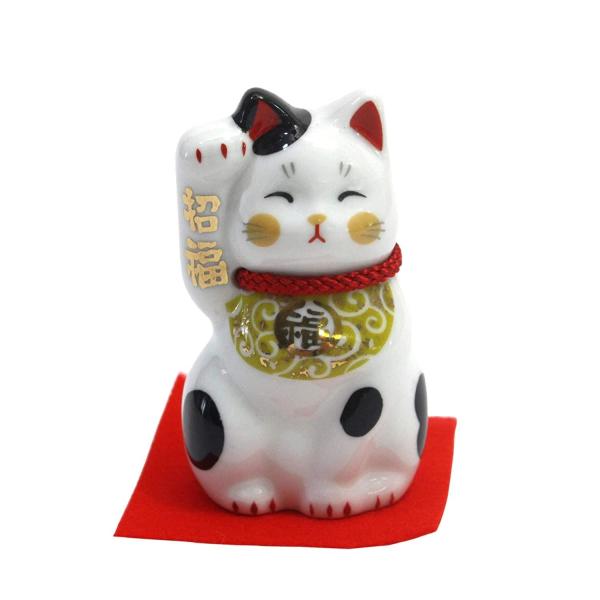 カネ三 クラフトマンハウス 招福万来 唐草 招き猫(黄)・小