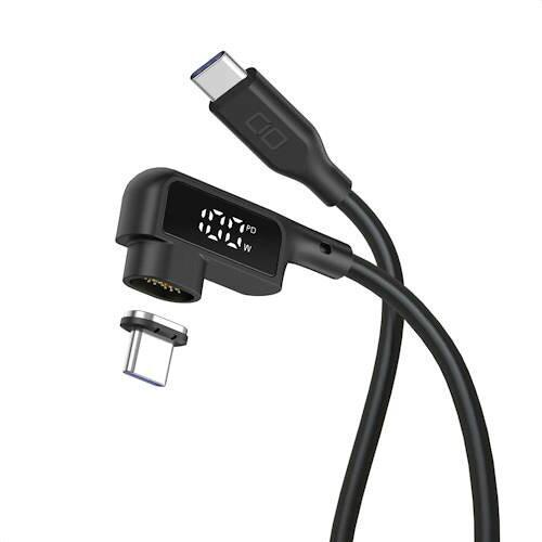 ディスプレイ表示付き L字型マグネットシリコンケーブル 100W 1m(CIO-SLLMG-SC-C...