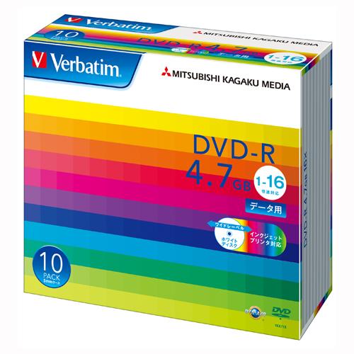 VERBATIM Verbatim製 データ用DVD-R 4.7GB 1-16倍速 ワイド印刷エリア...