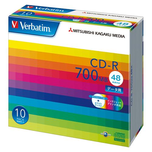 VERBATIM CD-R 700MB 10枚スリム・IJP白ワイド SR80SP10V1
