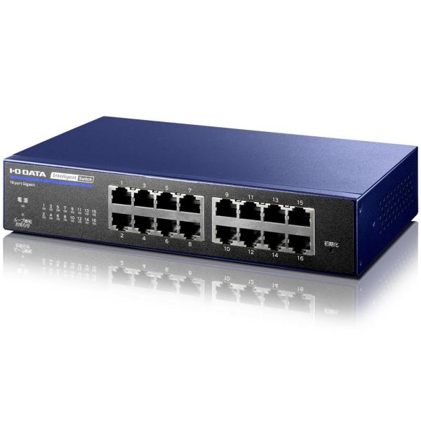 IODATA アイオーデータ IEEE802.1X認証対応L2インテリジェントスイッチ 16ポート ...