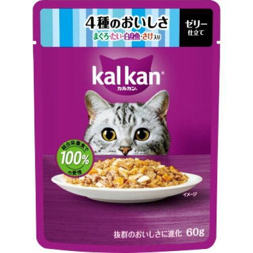 マースジャパン カルカン パウチ 4種のおいしさ まぐろ・たい・白身魚・さけ入り 60g (-)