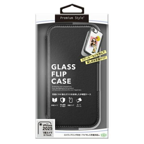 ピージーエー(PGA) PG25KGF01BK iPhone2025春 ガラスフリップケース ブラッ...