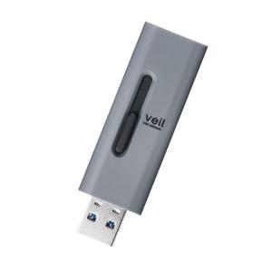 ELECOM エレコム エレコム USBメモリ 32GB USB3.2(Gen1)対応 スライド式 ストラップホール付き グレー MF-SLU3032GGY｜ecjoyecj24