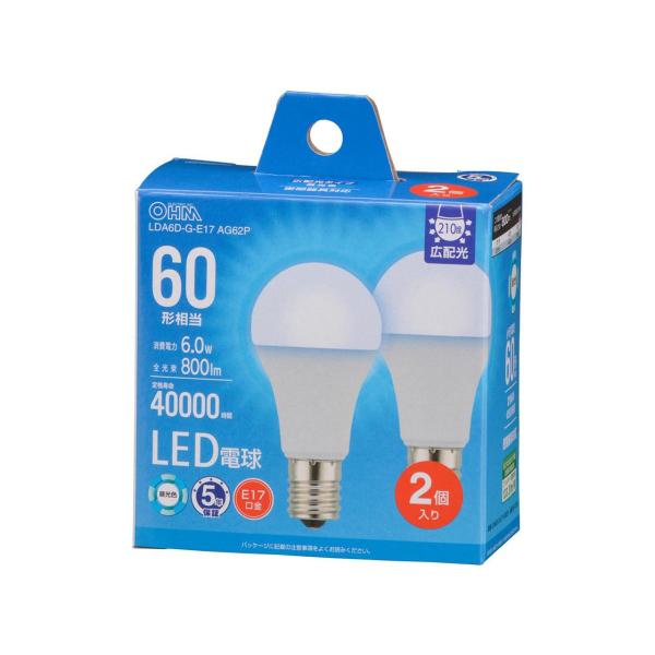OHM オーム電機 LED電球 小形(60形相当/800lm/6.0W/昼光色/E17/Ra84/広...