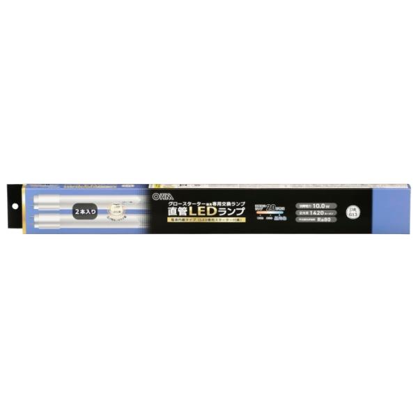 OHM オーム電機 直管形LEDランプ(20形/昼光色/1420lm/10W/片側給電/2本入) L...