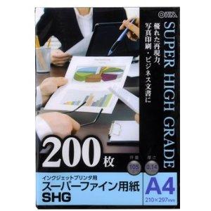 OHM オーム電機 スーパーファイン用紙SHG A4 200枚 PA-PSF-A4/200
