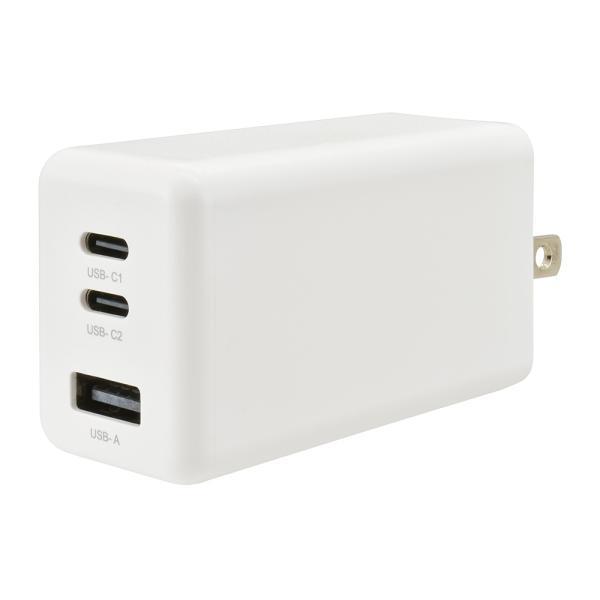 OHM オーム電機 PD/QC3.0対応 AC充電器 67W(Type-A+Type-C×2搭載) ...
