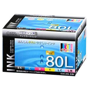 OHM オーム電機 エプソン互換インク IC6CL80L互換 6色パック INK-E80LB-6P　...