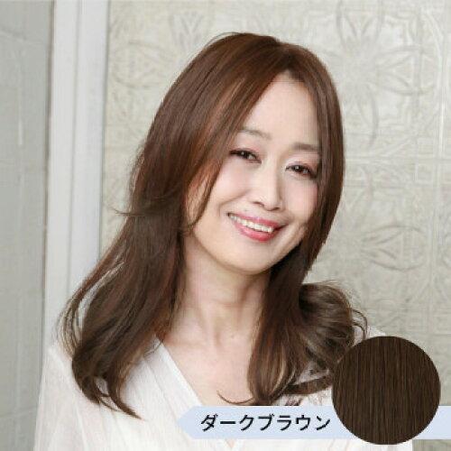 プリシラ(Prisila) プレミアム白髪かくしウィッグ ワンレンロングタイプ ダークブラウン ST...