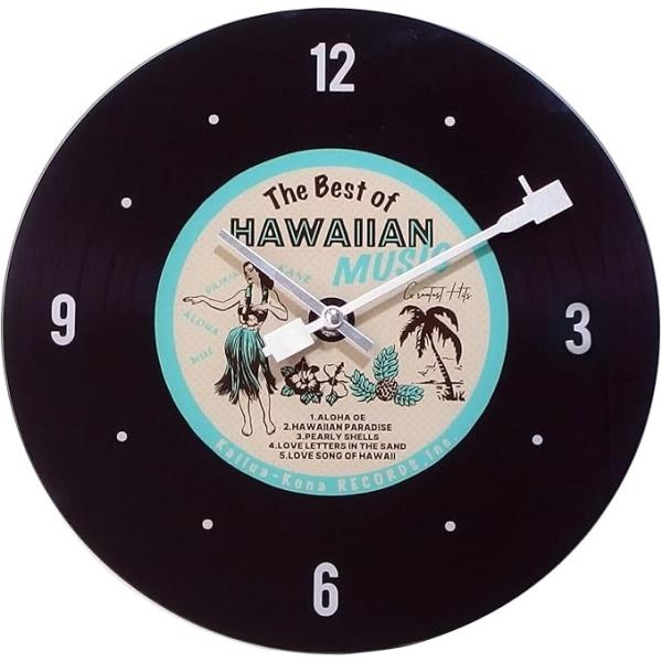 キーストーン(Key Stone) ガラスウォールクロック ハワイアンレコード ブルー CL0562...