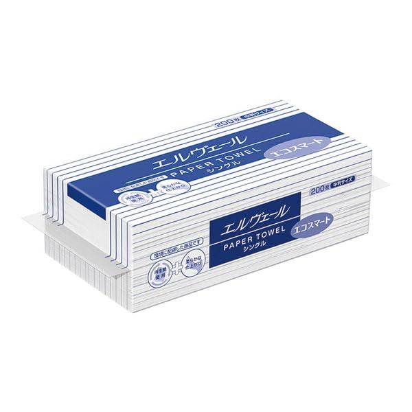 TKG テイケイジイ 遠藤商事 エルヴェール　ペーパータオルエコスマートシングル中判サイズ　ケース単...