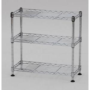 ベーシック 3段スチールラック キャスター付き 耐荷重68kg 幅58.9×奥行