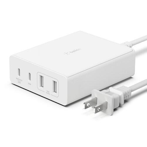 Belkin 108W GaN急速充電器 4ポート(USB-C×2＆USB-A×2) 電源ケーブル(...