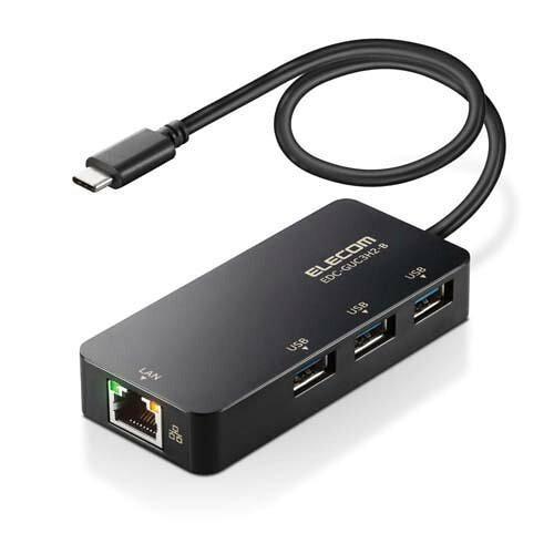 ELECOM 有線LANアダプタ/Giga対応/USB3.1/Type-C/USBハブ付/ブラック(...