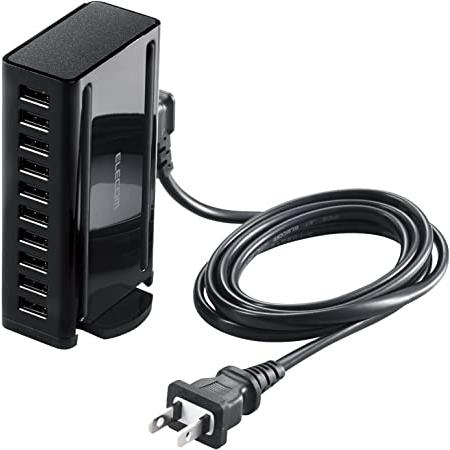 ELECOM AC充電器/USB充電器/卓上多ポート/合計60W/USB-A10ポート/縦置き横置き...