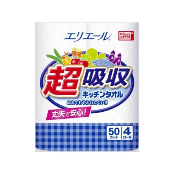 大王製紙 エリエール　超吸収キッチンタオル 4ロール入（50カット）NC7-2545-017-254...
