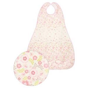 日本エンゼル 食事用エプロンII ロングタイプ フラワーピンク