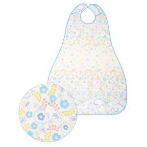 日本エンゼル 食事用エプロンII ロングタイプ フラワーブルー