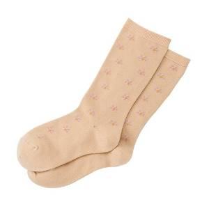 日本エンゼル 履き口ゆる〜いくつ下ジャガードソックス 花柄ベージュ 22cm〜24cm