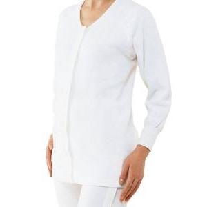 神戸生絲 コベス ワンタッチ肌着 前開きシャツ長袖  婦人 マジック式 LL  BM2