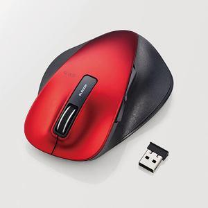 エレコム BlueLEDマウス/握りの極み/Lサイズ/無線/2.4GHz/5ボタン/レッド
