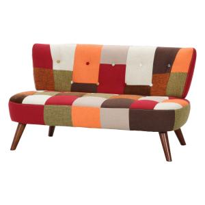 不二貿易 ソファ２ｐ　デイジー　パッチワーク　sofa5872E　 31056 　北海道、沖縄、離島配送不可