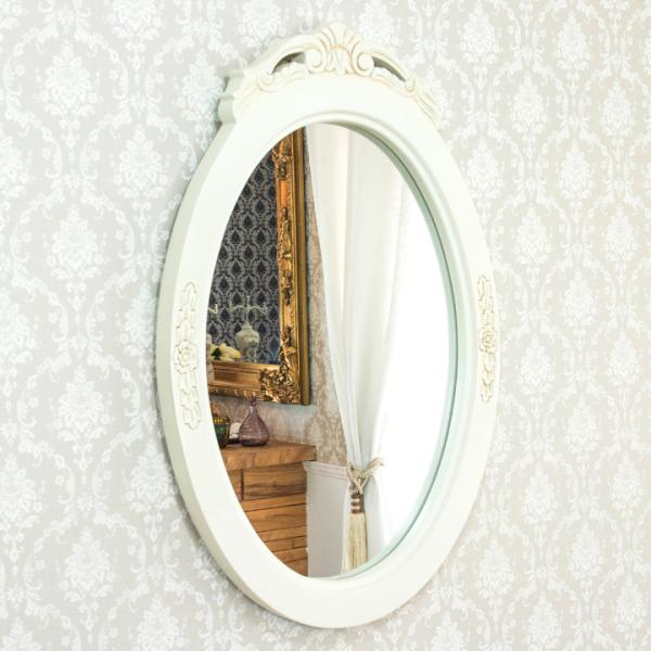 ウォールミラー アンティーク調 白 姫系 木製 おしゃれ 壁掛け鏡 ミラー