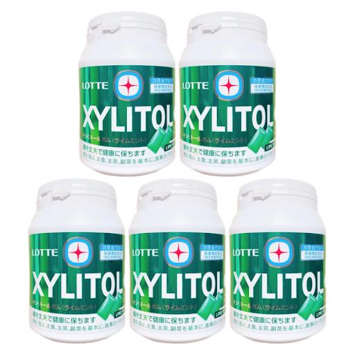 ロッテ キシリトールガム ライムミント メガボトル 290g 5個セット ボトルガム 大容量 緑のボ...