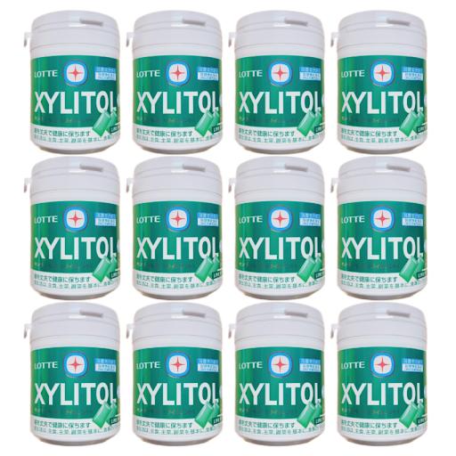 ロッテ キシリトールガム ライムミント ファミリーボトル 133g 12個セット ボトルガム 緑のボ...