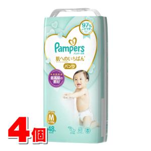 P＆G パンパース はじめての肌へのいちばんパンツ ／ スーパージャンボ M48枚（6-11kg） ×4個