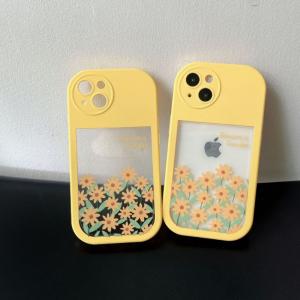 スマホケース iphone14 ケース 韓国 iphone13 ケース iphone12 ケース 携帯ケース iphone11 ケース TPU くり抜き フラワー イエロー おしゃれ かわいい 女子