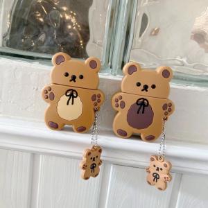 airpods proケース airpods 熊 黒 第三世代 ストラップ付 AirPods Pro