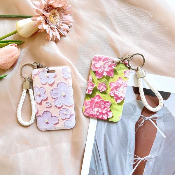 定期入れ カード入れ カードケース カード収納 IDケース 社員証 韓国 油絵 水彩 くすみ フラワ...