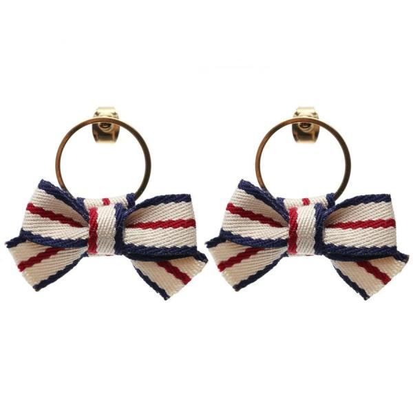 サークルストライプリボンピアス アイボリーミックス ピアスアクセサリー レディース シンプル おしゃ...