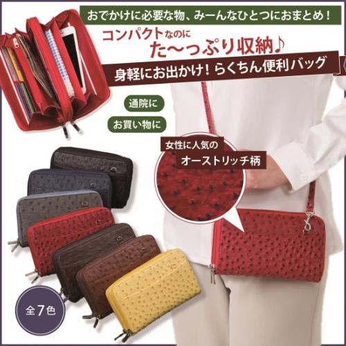 コンパクト 収納 女性 人気 お会計時 買い物 通院 革 2way オーストリッチ Eclea 爆売...