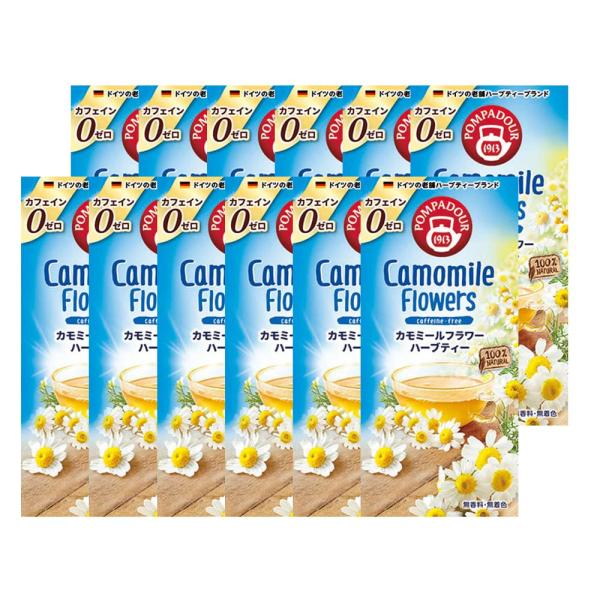 【12箱セット】ポンパドール カモミールフラワー ハーブティー 1箱10袋入×12箱セットノンカフェ...