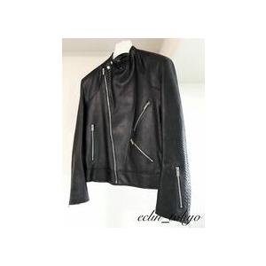 HERMES レザー ライダース ジャケット 黒の詳細画像3